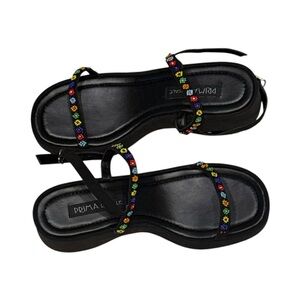 Black Beaded Sandals 90's/Y2K!!!!